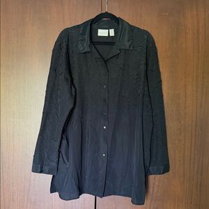 Chico's Black Long-Sleeve Button Front Blouse